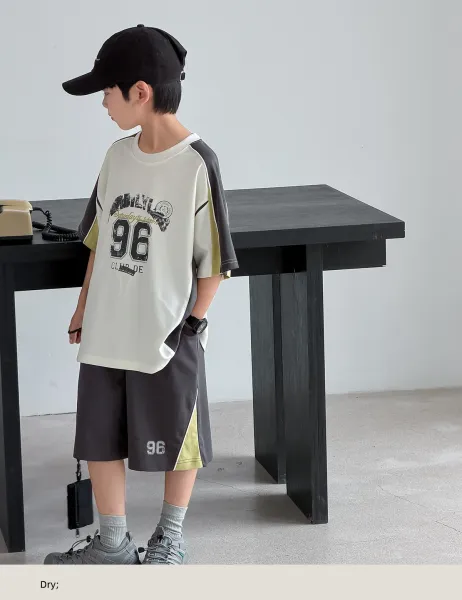 Design '96 Club' Graphic T-Shirt and Shorts Set White / Black / Yellow Casual Set - 11