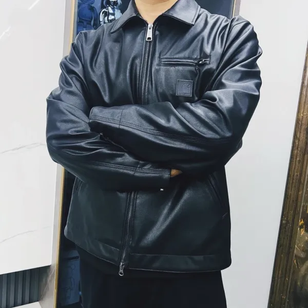 Carhartt Work In Progress Carhartt WIP Leather Jacket Black Leather-Jacket Leather Jacket - 4