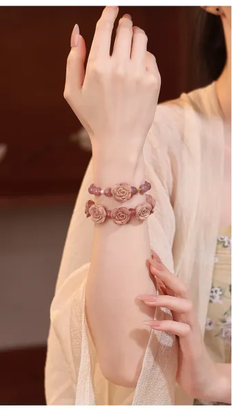 Design FENWUMEIGUI Pink Mist Rose Bracelet Jewelry - 13