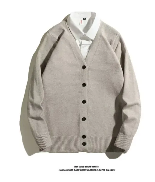 Design V-Neck Button-Up Cardigan Gray Sweater Outerwear.cardigan - 14