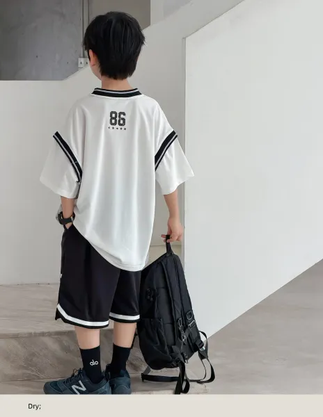 Design Graphic Print Oversized T-Shirt and Basketball Shorts Set White / Black - 10
