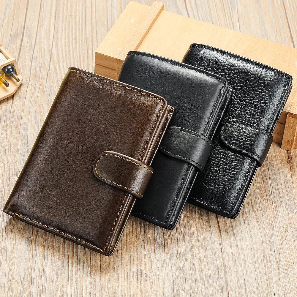 跨境真皮男士RFID防盗刷钱包大容量卡包前幅口袋零钱包men wallet