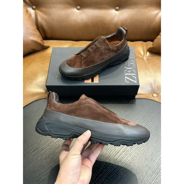 Zegna Oasi Slip-On Brown Suede Sneakers Chunky Sneakers - 1