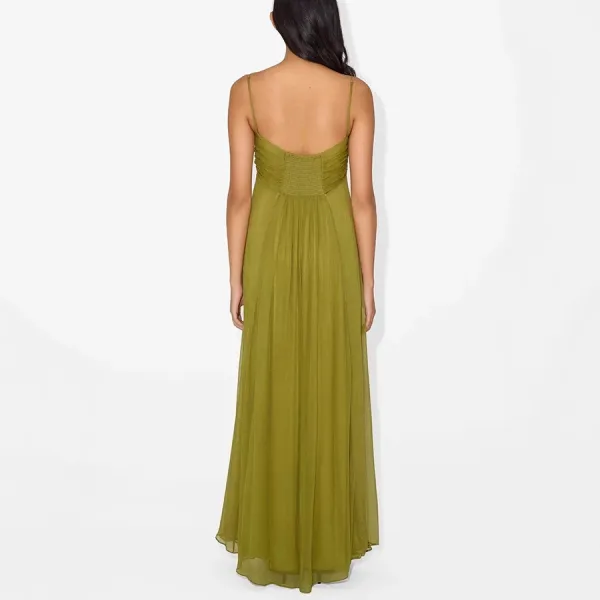 Design Olive Green Ruched Keyhole Maxi Dress - 5