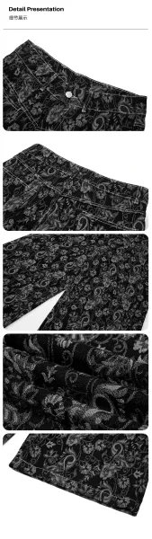 Design Floral Print Wide-Leg Jeans Black - 14