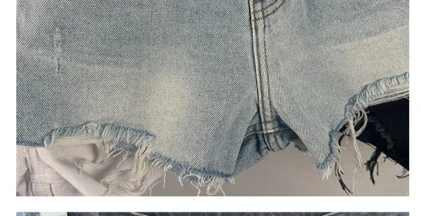 Design Distressed High-Waisted Frayed Hem Denim Shorts - 19