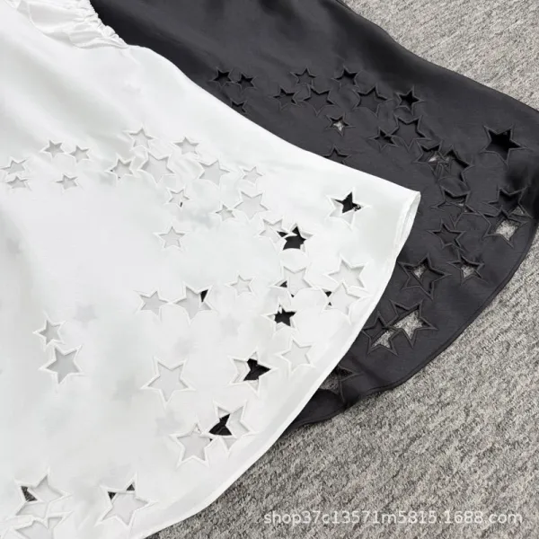 Design Star-Embellished Ruffle Sleeve Top White - 7
