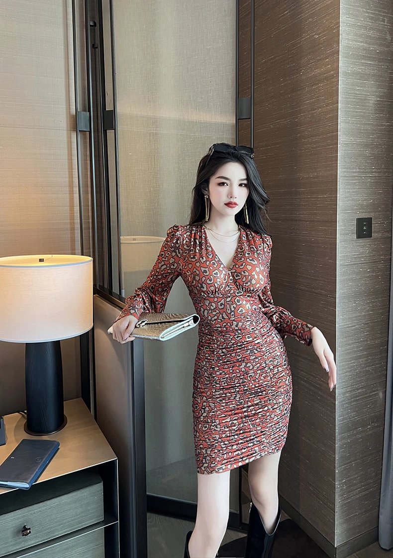 Design Leopard Print Ruched Mini Dress - 19