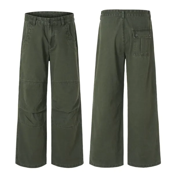 Design Wide-Leg Cargo Pants Distressed Olive Brown - 12