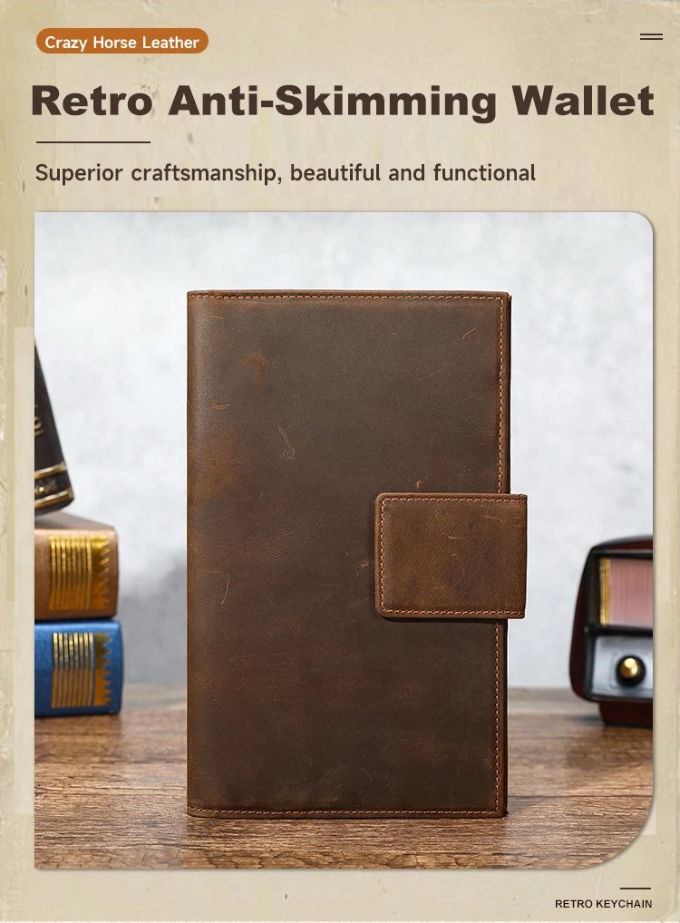 Design Vintage-Style Brown Leather Journal Cover Wallets - 3