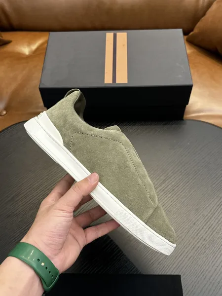 Thom Browne Slip-On Suede Olive Green Sneakers - 1