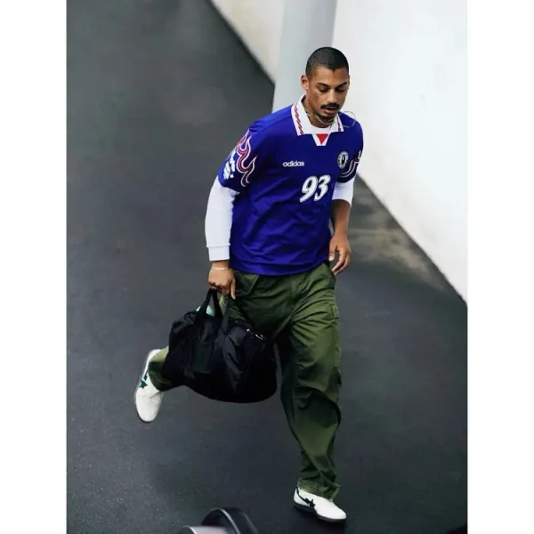 Adidas Originals Football Jersey 93 Blue Purple Flame Print Jersey - 6