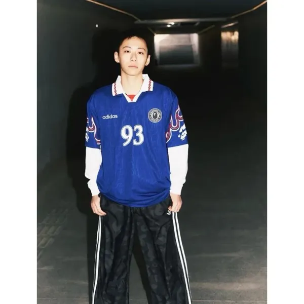 Adidas Originals Football Jersey 93 Blue Purple Flame Print Jersey - 8