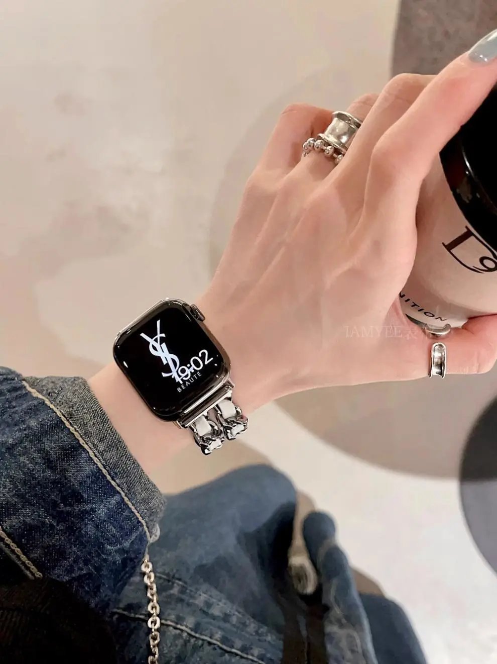 Apple Watch with Rose Gold Metal Link Bracelet Smartwatch - 33