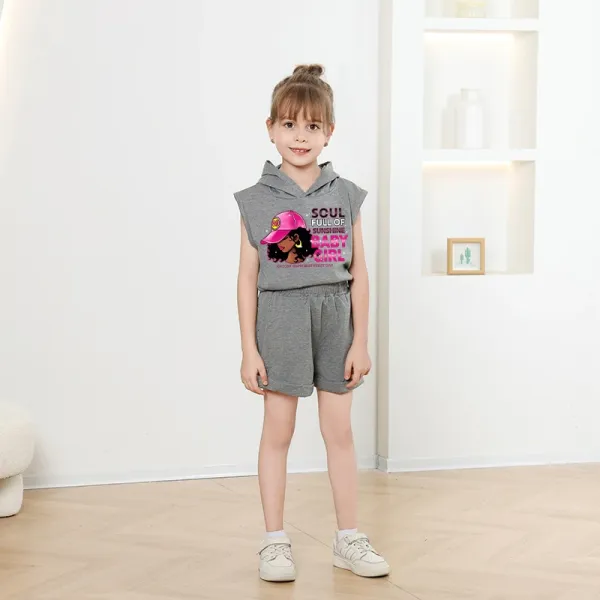 Design Hopeful Graphic Sleeveless Hoodie Set Black - 4