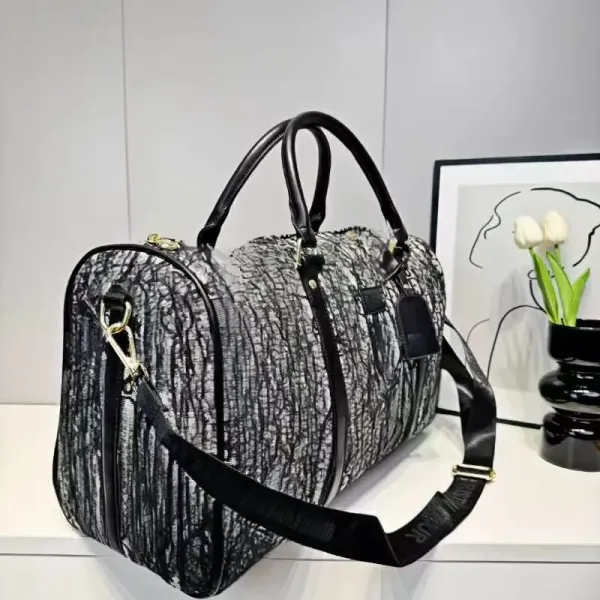 Dior Oblique Monogram Boston Bag Black and White Duffle Bag - 6