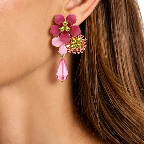 Design Floral Statement Earrings Multicolor Jewelry - 7