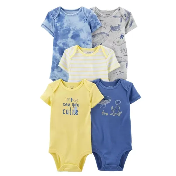 Design Carter's Animal Print Short Sleeve Bodysuits Set Multicolor Baby Onesies Clothing - 36