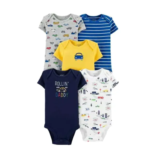 Design Carter's Animal Print Short Sleeve Bodysuits Set Multicolor Baby Onesies Clothing - 48