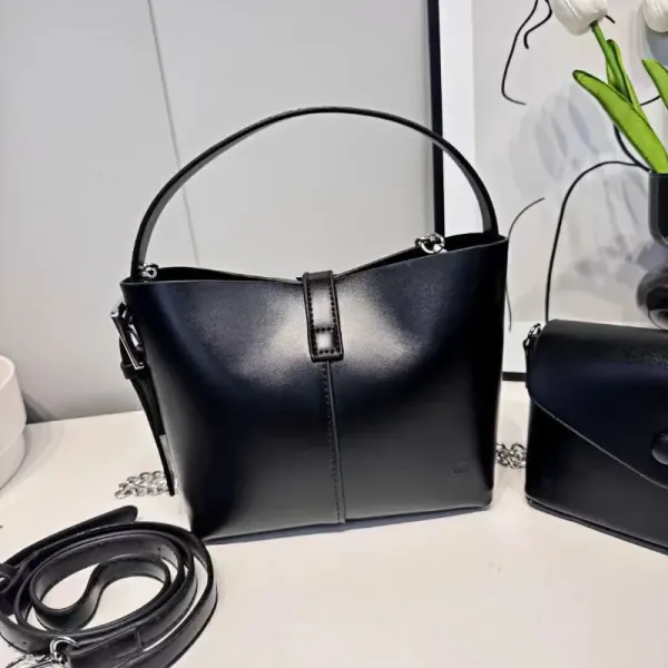 Design Chain-Handle Shoulder Bag Set in Beige - 11