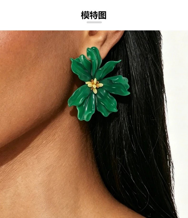 Design Floral Statement Earrings Red Jewelry - 6