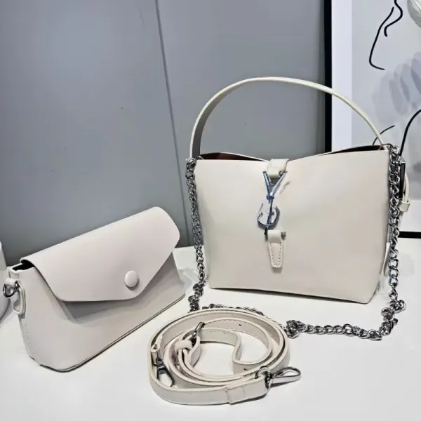 Design Chain-Handle Shoulder Bag Set in Beige - 13