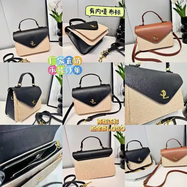 Design Two-Tone Envelope Flap Handbag Black Beige Handbags - 5