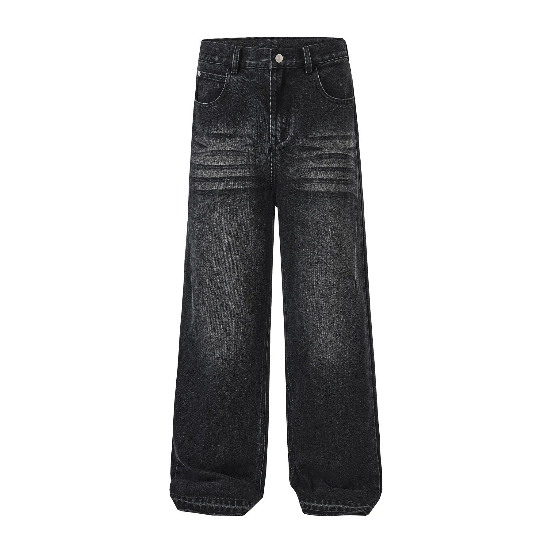 Design Wide-Leg Straight-Cut Black Pants - 4