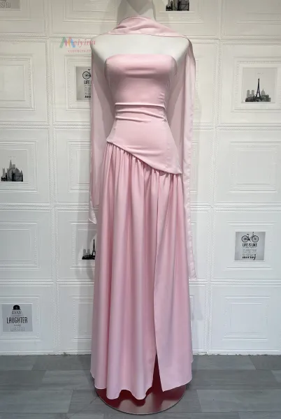 Design Olive Green Asymmetrical Halter Gown Dress.formal Dress - 4