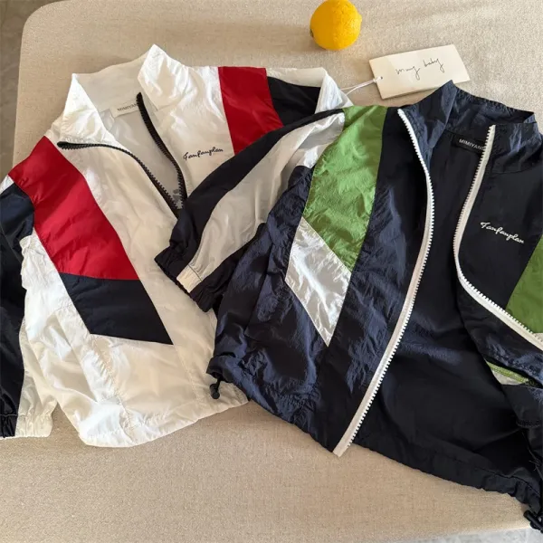 Design Twin Peaks Windbreaker Jacket and Shorts Set in Red / White / Navy and Green / Black Outerwear - 8