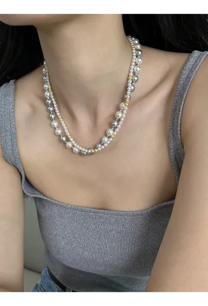 Design Multi-Strand Pearl Bracelet with Iridescent Center Stone Jewelry - 8