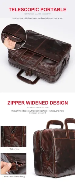 Design Convertible Leather Briefcase Backpack Brown - 5