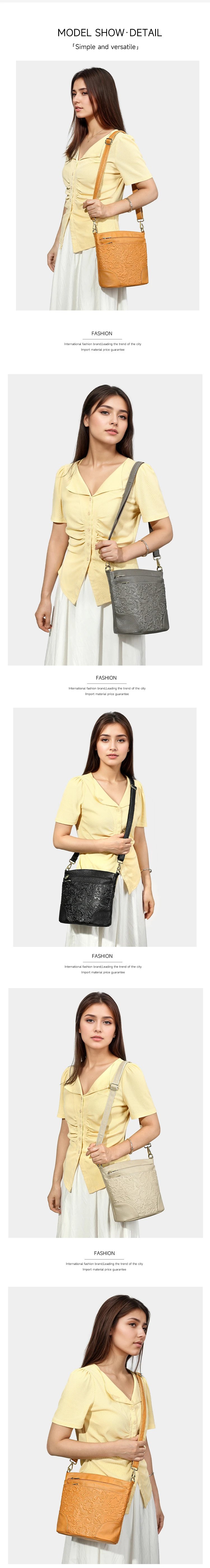Design Floral Embossed Gray Crossbody Bag - 8