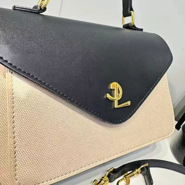 Design Two-Tone Envelope Flap Handbag Black Beige Handbags - 4