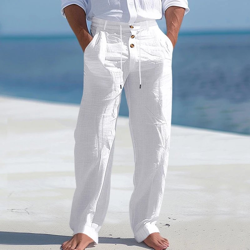 Design Wide-Leg Linen-Blend Trousers Black Pants - 15