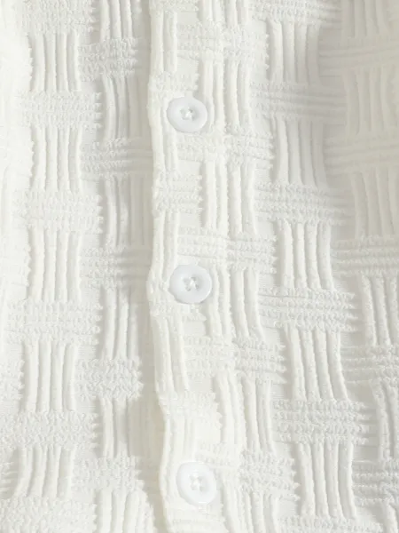 Design Classic Wear 1975 Woven Texture Short Set White Kids Casual Set Sets - 13