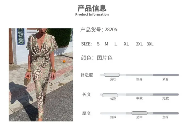 Design Wrap Dress with Abstract Print Green Multicolor Dress - 5