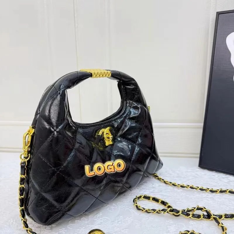 Chanel 22 Bag Black Quilted Patent Leather Chain Shoulder Bag - 5