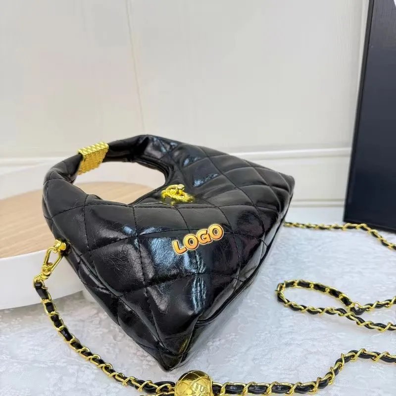 Chanel 22 Bag Black Quilted Patent Leather Chain Shoulder Bag - 6