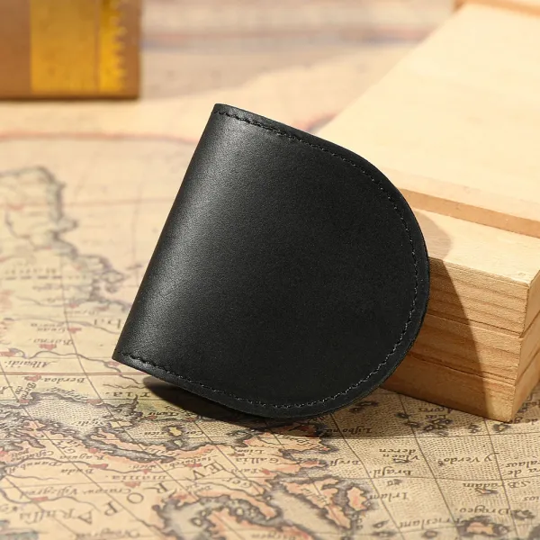 Design Minimalist Leather Coin Purse Black Wallet - 1
