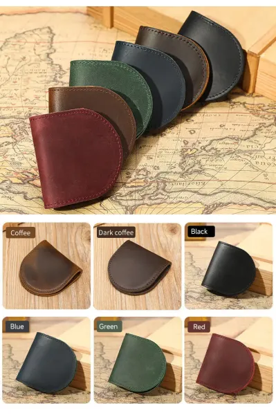 Design Vintage-Style Brown Leather Coin Purse - 3