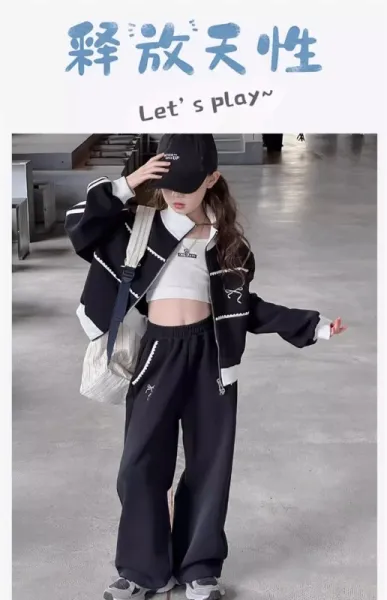 Design Gray Zip-Up Track Set with Embroidered Bow Detail Sweatpants Tracksuit - 2