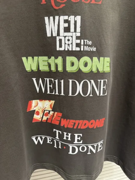 Design WE11DONE Multi-Logo Graphic Oversized T-Shirt Charcoal Gray T-Shirts - 8