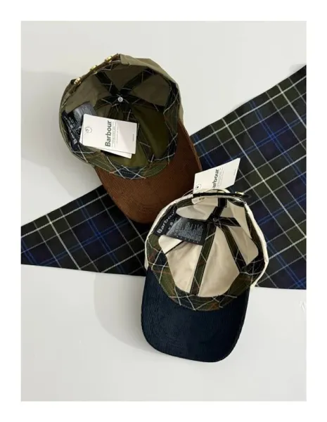 Burberry Barbour Corduroy Brim Baseball Cap Olive / Brown and Cream / Navy Hats - 22