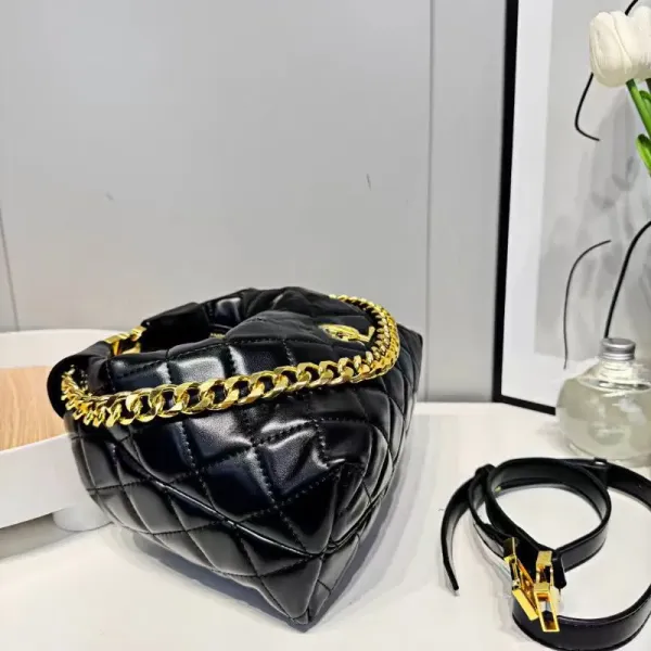 Design Quilted Chain Handle Hobo Bag White - 9