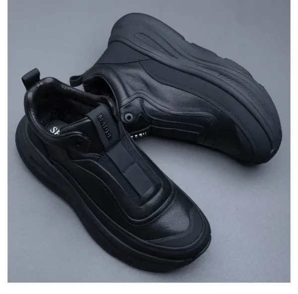 Design Chunky Leather Slip-On Sneakers Black - 12