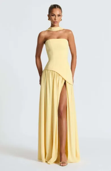 Design Olive Green Asymmetrical Halter Gown Dress.formal Dress - 33