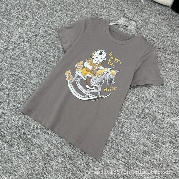 Design Rocking Horse Illustration Light Blue T-Shirt - 7