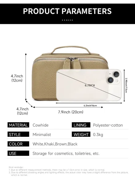 Design Leather Texture Cosmetic Case Beige Bag Clutches - 4