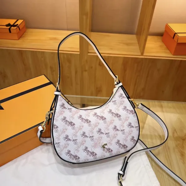 Design Hobo Bag White with Black Trim Shoulder Bag - 5